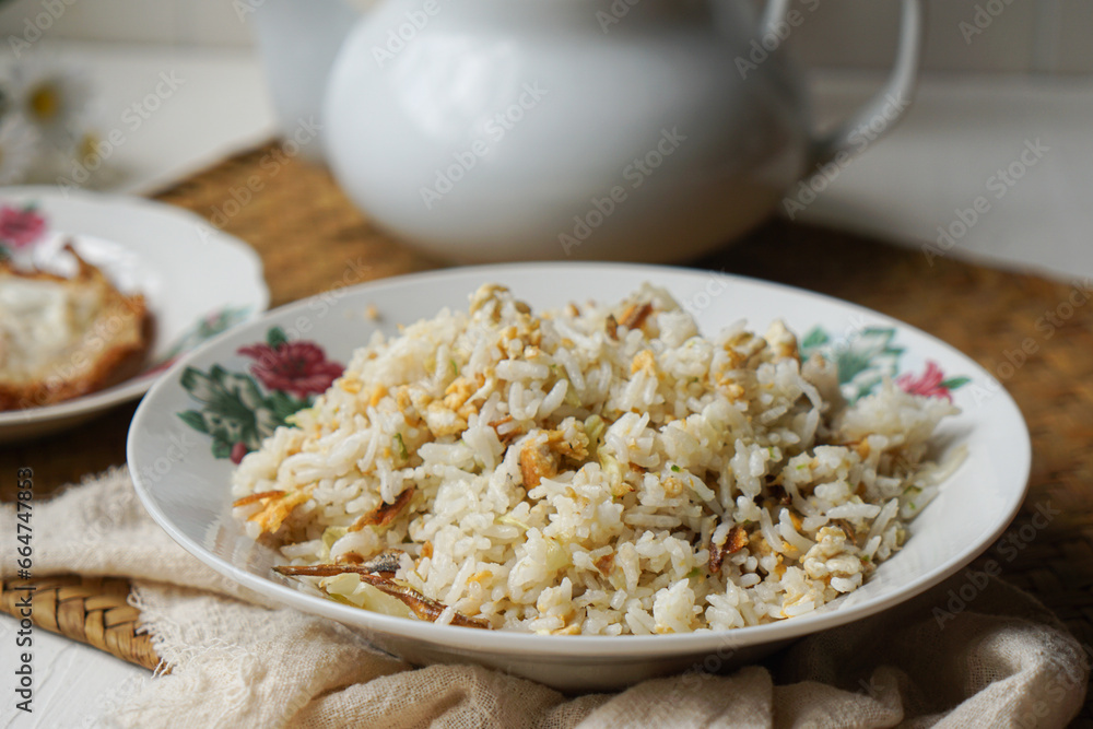 Fried rice (nasi goreng kampung) and fried egg Fried rice (nasi goreng kampung) and fried egg