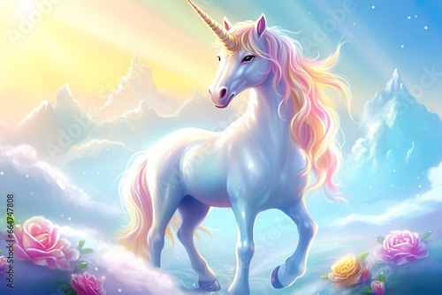 Beautiful unicorn with light colors.