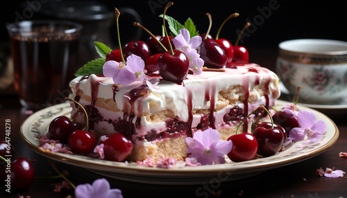 Freshness and sweetness on a plate, a homemade berry indulgence generated by AI