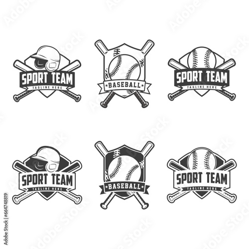 Badges set of baseball team. Baseball logo, emblem set collection, design template on light background