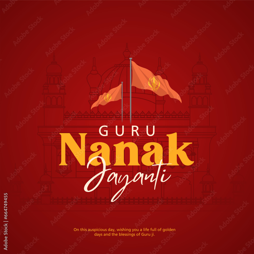 Abstract vector illustration for happy guru nanak jayanti. - obrazy, fototapety, plakaty 