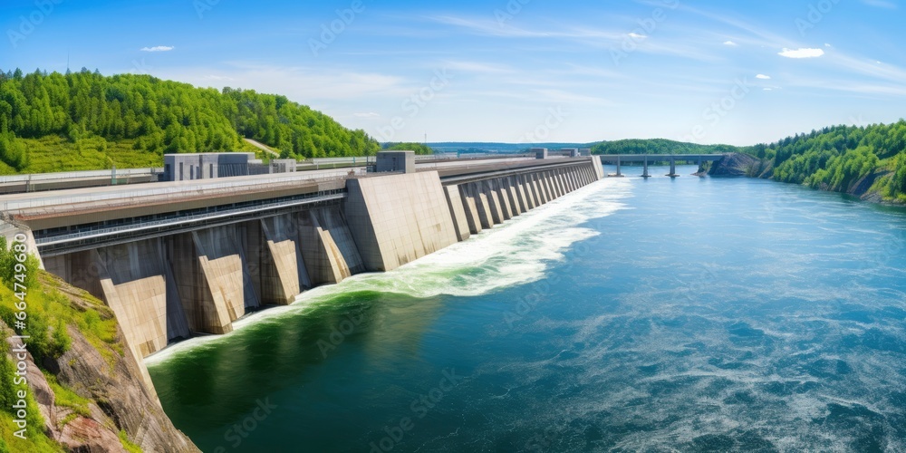 Hydroelectric dam generating green energy from flowing water. Hydroelectric dam generating green energy from flowing water.