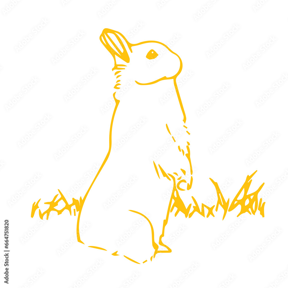 Fototapeta premium Digital png illustration of yellow standing bunny on transparent background