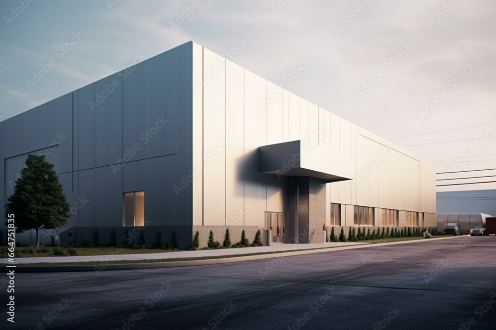 Contemporary industrial storage facility and lot. Generative AI