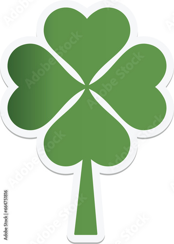 Digital png illustration of green four-leaf clover on transparent background