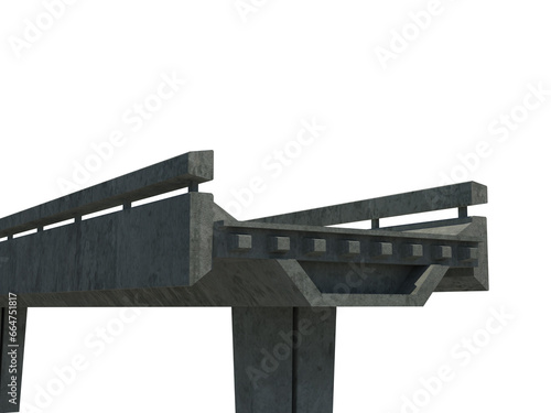Digital png illustration of span of concrete bridge on transparent background
