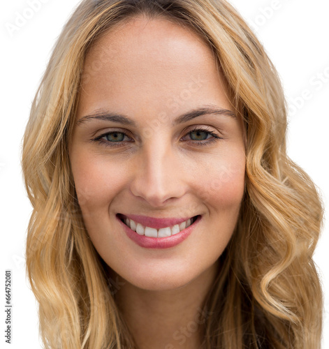 Digital png photo of happy caucasian woman smiling on transparent background © vectorfusionart