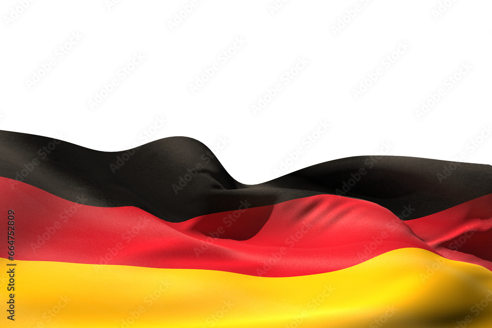 Fototapeta premium Digital png illustration of flying german flag on transparent background