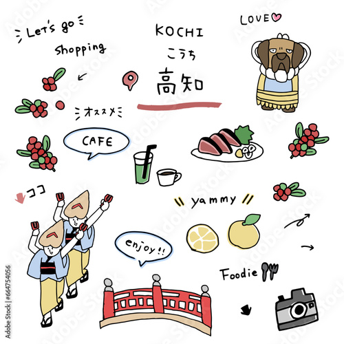高知の手描きのアイコンセット