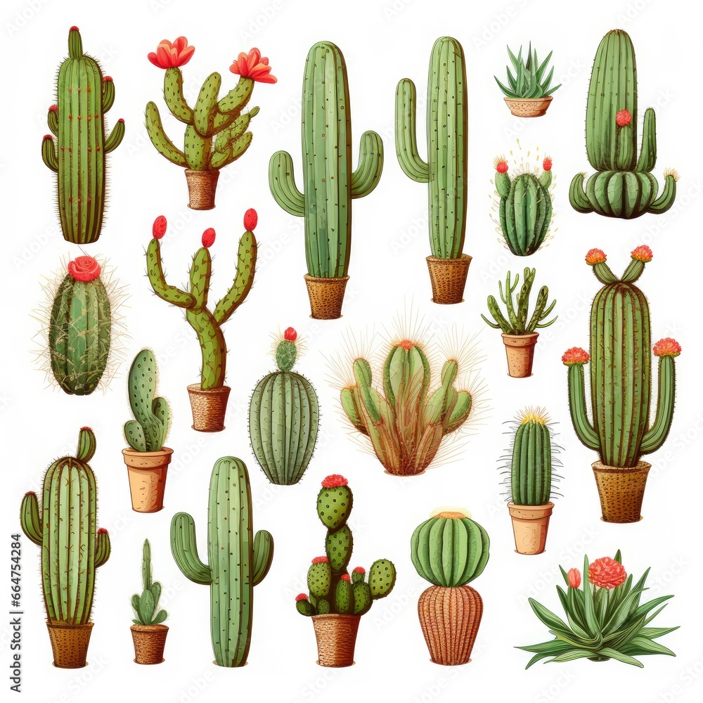 The Cactus set on white background. Clipart illustrations. The Cactus set on white background. Clipart illustrations.
