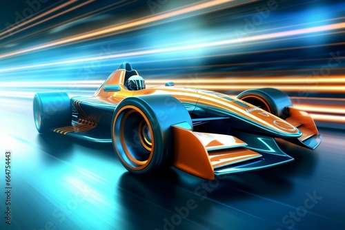 Conceptual 3D rendering of a high-speed racing car. Generative AI