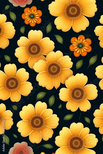 seamless pattern gold flower