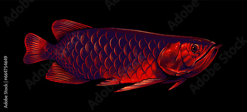 asian red arowana illustration premium vector
