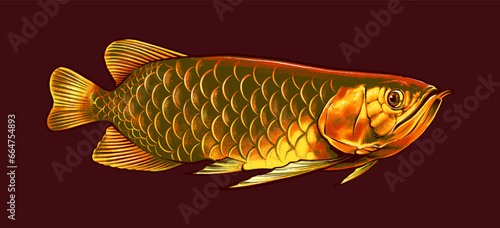 asian golden arowana illustration premium vector
