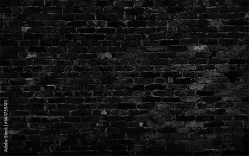 Black brick wall. Black brick wall background. Black brick wallpaper. Vector illustration.
