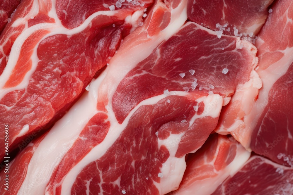 Macro shot of pork meat. Meat textured background. Beef steak is raw and juicy. Macro shot of pork meat. Meat textured background. Beef steak is raw and juicy.