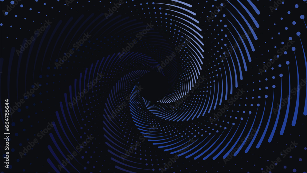 Fototapeta premium Abstract spiral simple mandala background. This minimalist spiral background can be used as a banner or website background. This dark blue color spinning flower is perfect for festival content create.