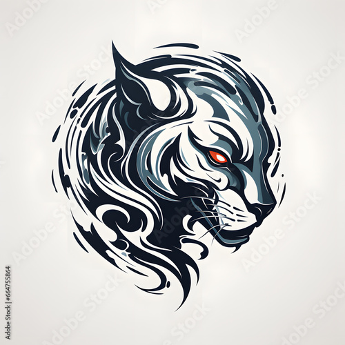Puma head tshirt tattoo design dark art illustration  isolated on white background