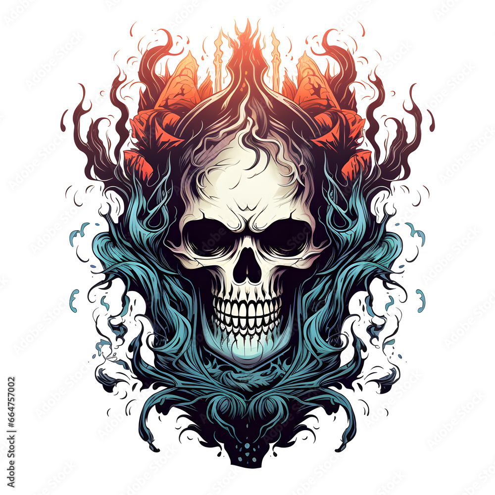 Skull with a shadowy coffin Skull with a shadowy coffin