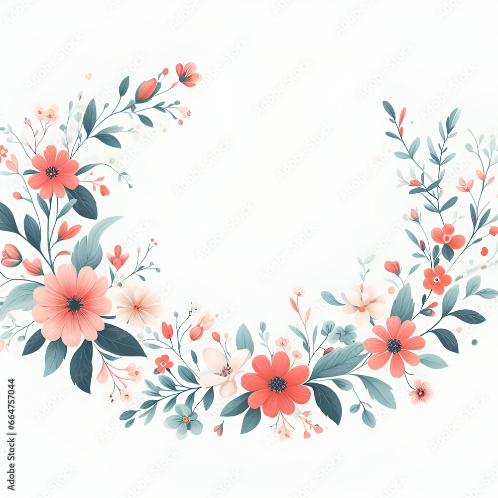 Abstract floral border frame isolated on white background Abstract floral border frame isolated on white background