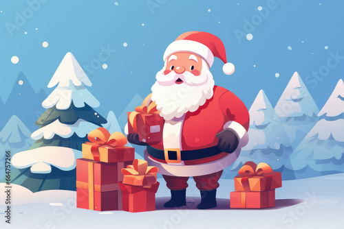 Cute christmas santa claus with presents © littlepigpower