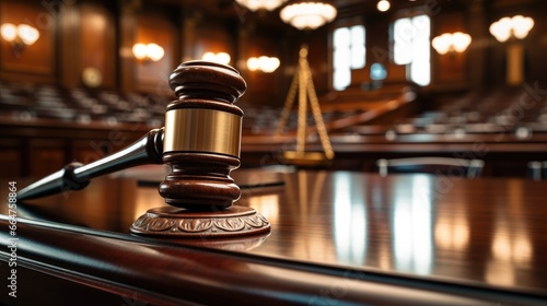 Courtroom with a judge's gavel, Representing the application of ethical principles in the legal system.