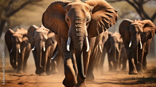 a herd of elephants walking across the African savannah.