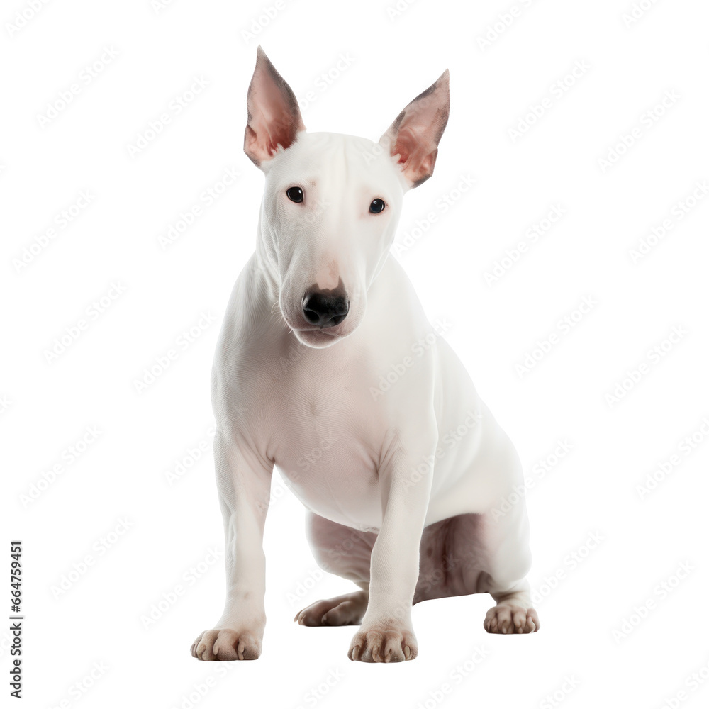 Miniature Bull Terrier dog isolated on transparent background,transparency 