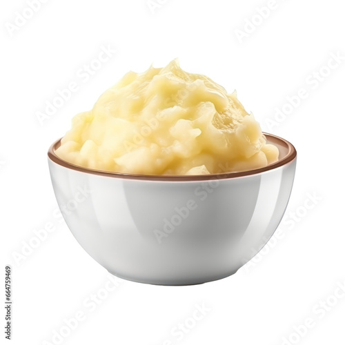 Mashed Potatoes  in a bowl isolated on transparent background,transparency 