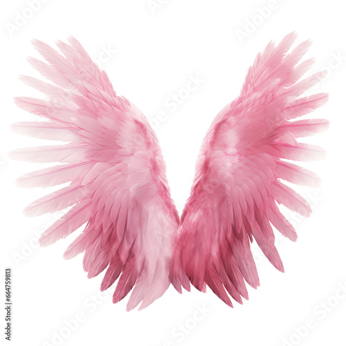 Pink angel wings isolated on transparent background,transparency 
