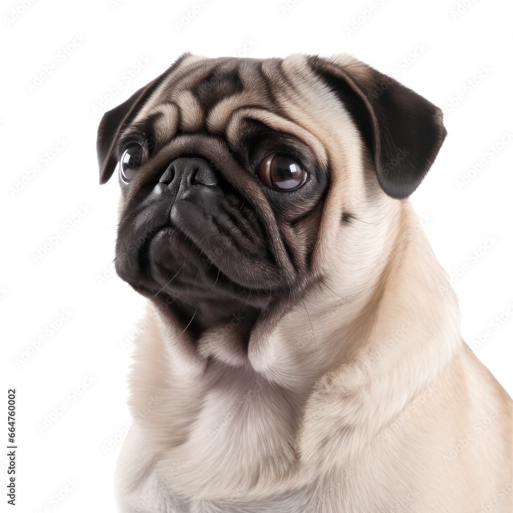 Pug isolated on transparent background,transparency 