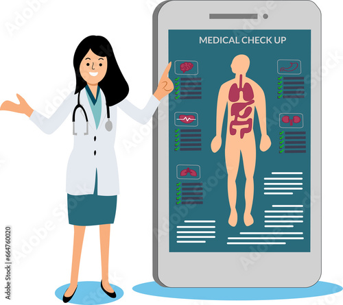 female doctor doing medical check up online