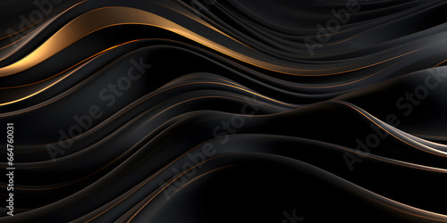 Abstract 3d black background with golden lines Abstract Black and Gold 3D Composition 