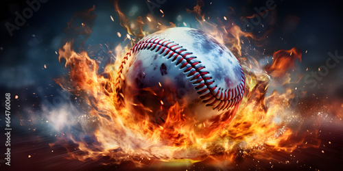 Burning Baseball in Action Hot Baseball: Passionate Sports Moment 