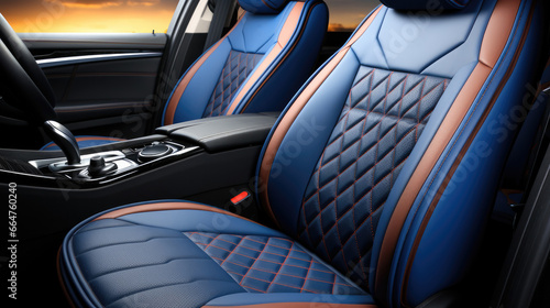 Luxury car seats, Color is dark blue. © visoot