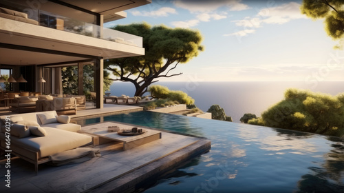 Luxury cliffside villa with ocean views. © visoot