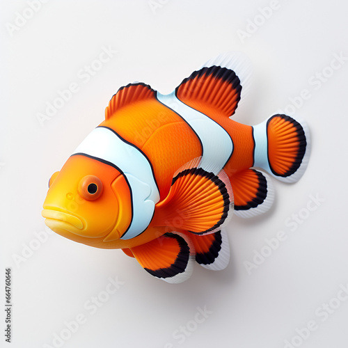 Clown Fish Realistic Style White Background