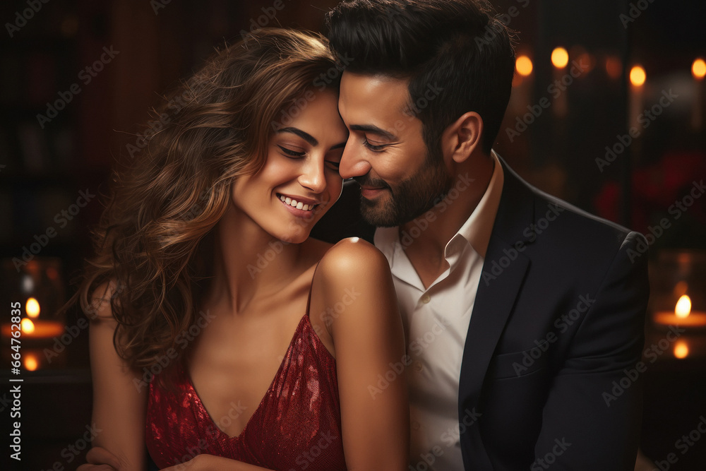 Happy young couple in love, celebrating birthday, anniversary or valentine day. Happy young couple in love, celebrating birthday, anniversary or valentine day.