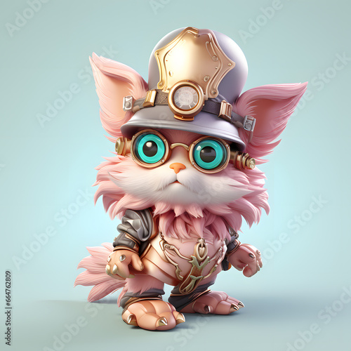 Manticore cute cartoon in steampunk hat