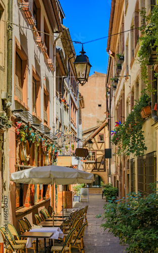 Canvas Print Ornate traditional half timbered houses in the Carre d Or, historical district w