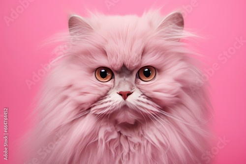 Pink colored cat on Pink Background.