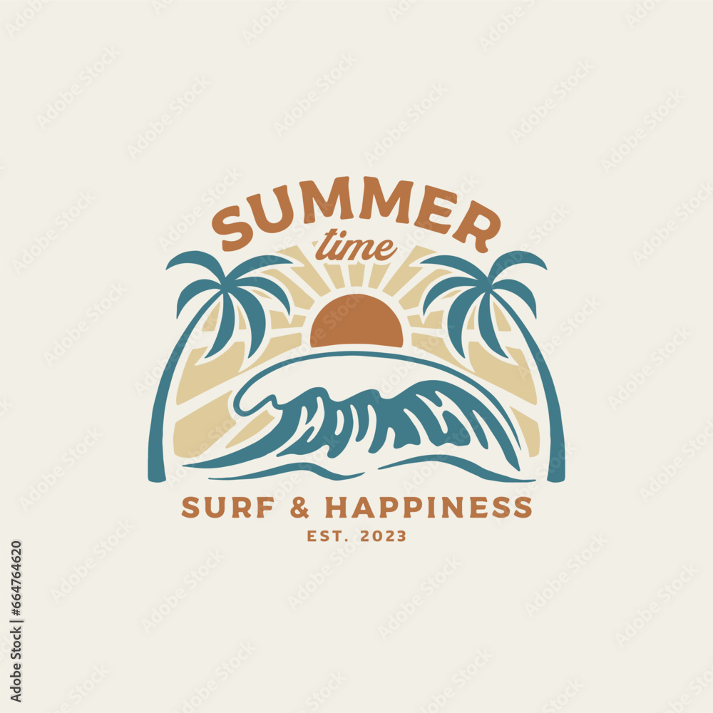 Naklejka premium Vintage surf design template for surf club, surf shop, surf merch.