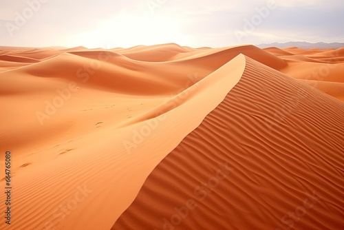 Rolling orange sand dunes and sand ripples. © RABEYAAKTER