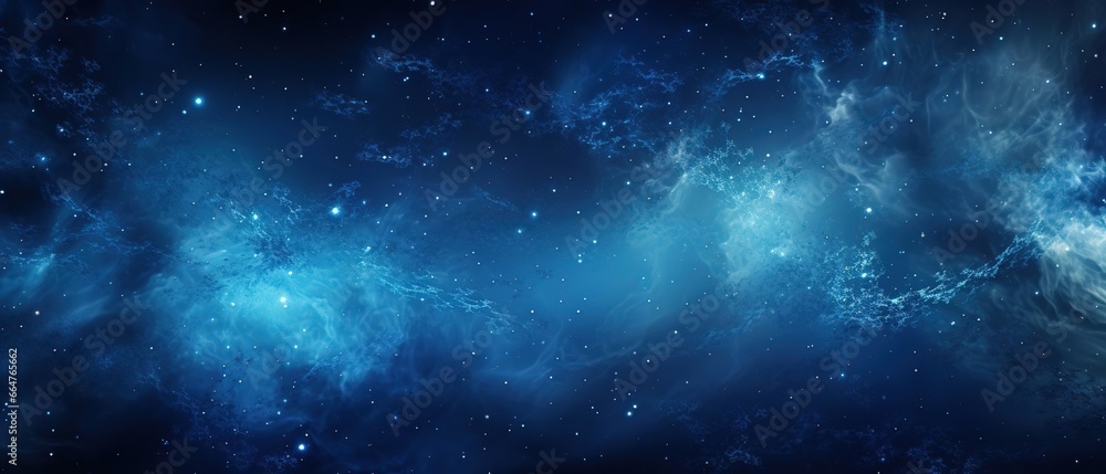 Milky Way galaxy on a gradient background from black to blue, space background. Created with Generative Ai technology.