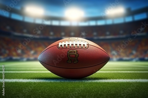 Ball on the American football arena. 3d illustration.