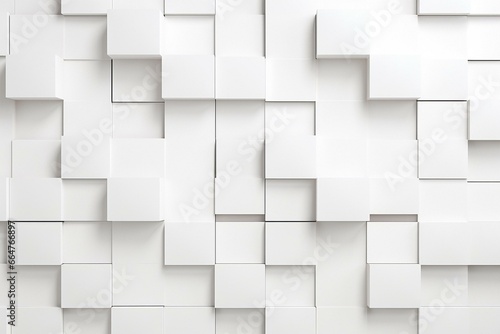 A modern, organized arrangement of glossy rectangular mosaic tiles forming a wall. The 3D-rendered blocks create a white background. Generative AI