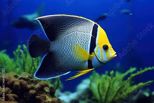 Beautiful angelfish in the ocean.