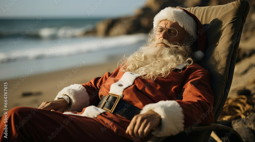 Santa Claus is on vacation resting
