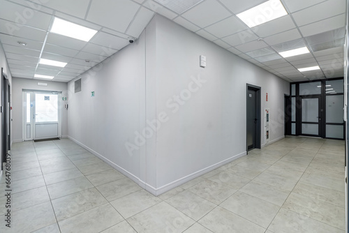 Corridor in an office building without finishing