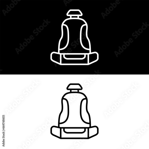 Car Seat Icon, Black And White Version Design Template